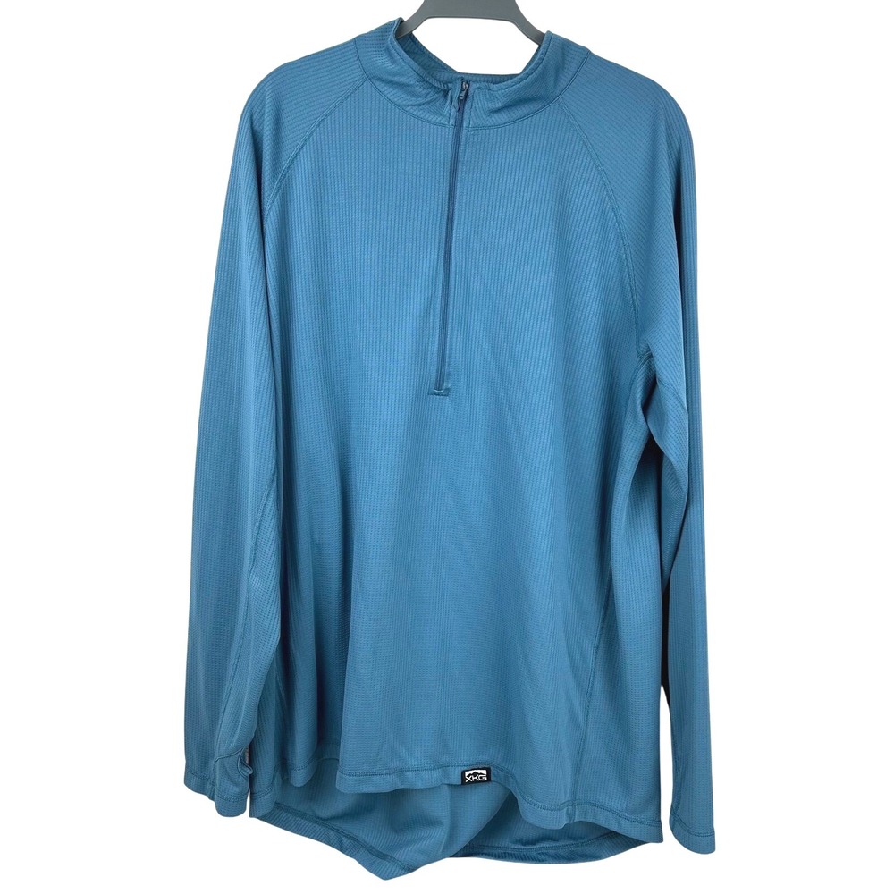 Kings Camo Mens 2XL Pullover Long Sleeve Quarter Zip Blue Active Shirt
